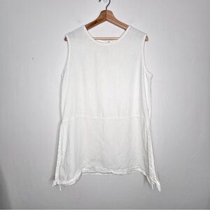 Bryn Walker White Linen Long White Tank Side Slits Size Med EUC